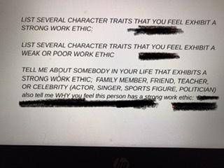 Work Ethic Paper

LIST SEVERAL CHARACTER TRAITS THAT YOU FEEL EXHIBIT A WEAK OR POOR WORK ETHIC:
T