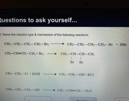Name the reaction type & mechanism of the following reactions: