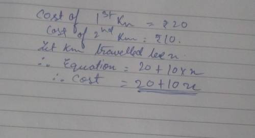 Form a linear equation for the given statement and draw its graph:

Taxi fare for the first km is c