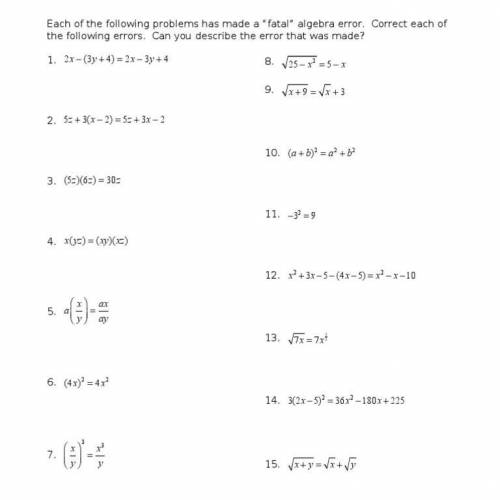 Algebra errors to avoid