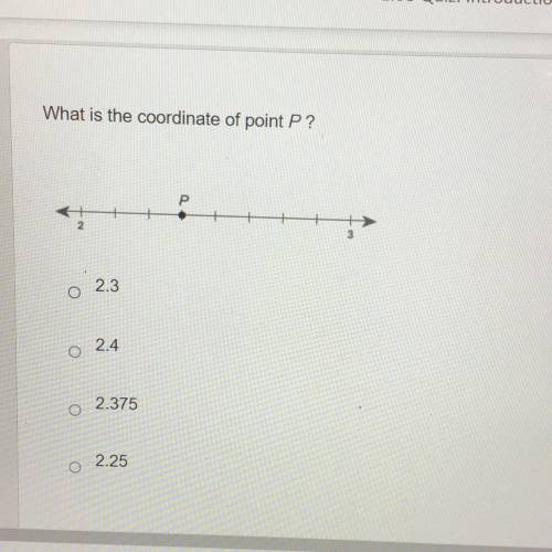 What is the coordinate of point P?
2.3
2.4
2.375
2.25