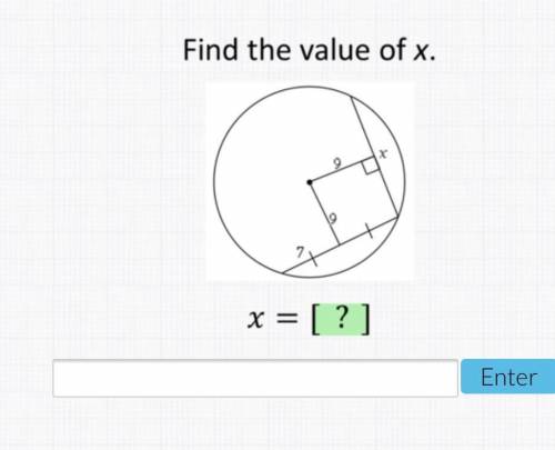 Find the value of x 
9
7
X
9