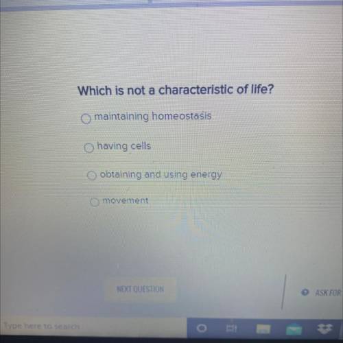 Which is not a characteristic of life?