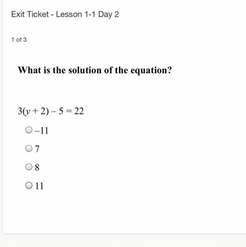 3(y+2)-5=22 
Solution of the equation?