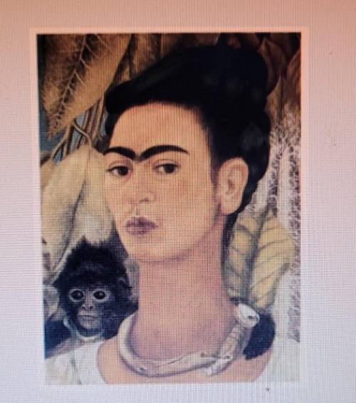 Look at the painting Self Portrait with Monkey by Frida Kahlo. Describe this work of art in Spanish