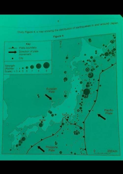 Study Figure 4. a map showing the distribution of earthquakes in and around Japan. using figure 4,