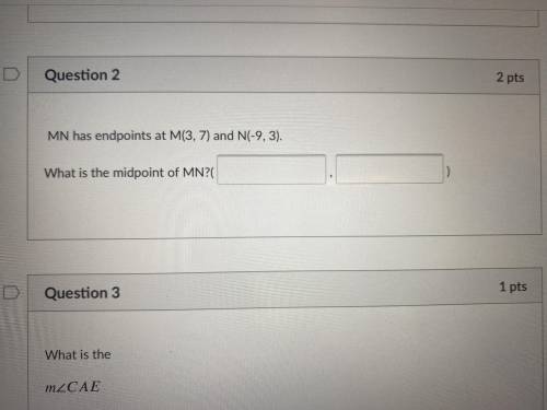 MN has the endpoints at M(3,7) and N(-9,3) what is the midpoint of MN?
