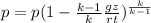p = p(1 -  \frac{k - 1}{k}  \frac{gz}{rt} )^{ \frac{k }{ k - 1} }