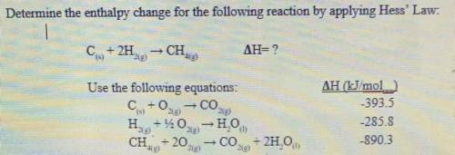 Determine the enthalpy change for the following reaction by applying Hess' Law.