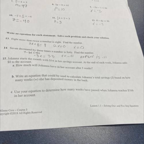 Can u guys help with 15, a b c please help quick 100 points