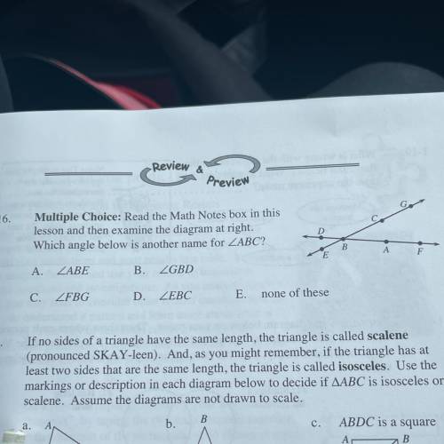Multiple Choice: Read the Math Notes box in this

lesson and then examine the diagram at right.
Wh