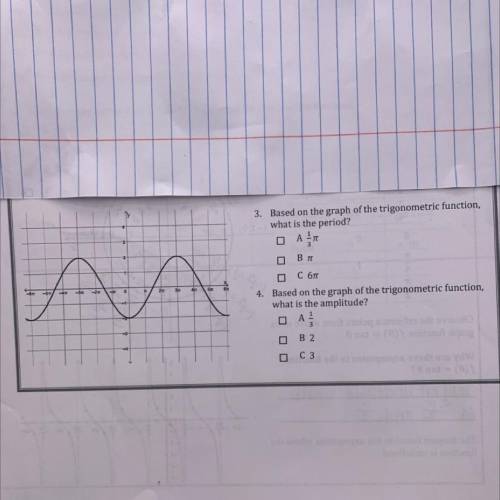 3. Based on the graph of the trigonometric function,

what is the period?
4. Based on the graph of
