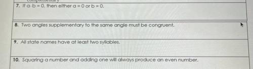 Please help! Determine whether the conjecture is true or false and put an example on why it is