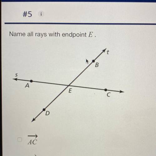 Name all rays with the endpoint E