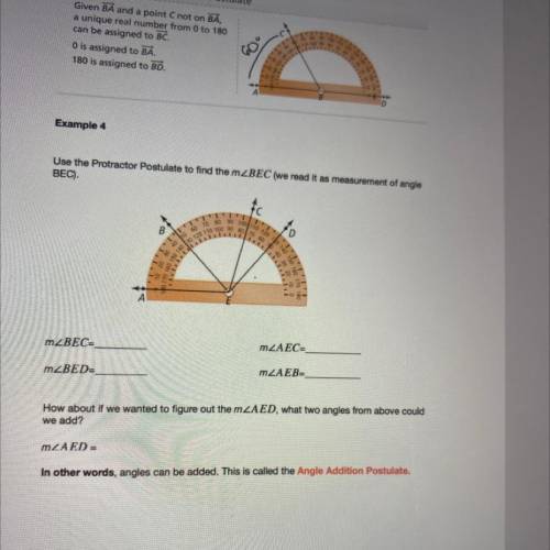 Use the protractor postulate to find m