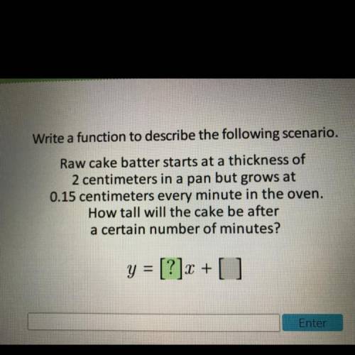 Picture shown!

Write a function to describe the following scenario.
Raw cake batter starts at a t