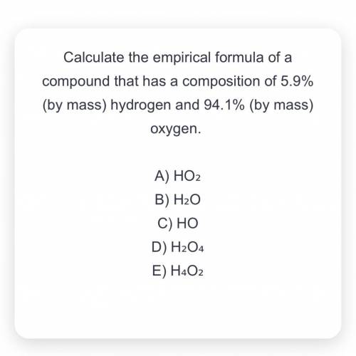 Calculate the empirical formula of a compound that has a composition of 5.9% (by mass) hydrogen and