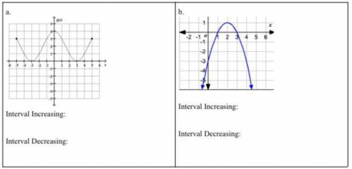 PLEASE HELP ASAP FOR BRAINLIEST

For each graph below, state all intervals where the function is i