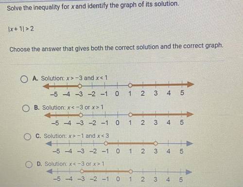 Please help me with this! :-) Solve the inequality for x and identify the graph of its solution.