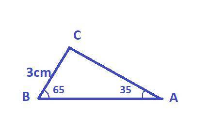 Vẽ tam giác ABC biết BC=3cm góc A=35 độ góc B=65 độ
