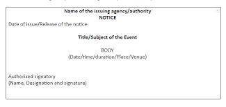 Please tell what is the correct pattern of a notice and letter?​