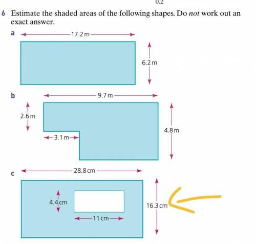 Estimate the shaded areas of the following shapes.???​