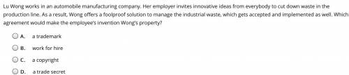 Lu Wong works in an automobile manufacturing company. Her employer invites innovative ideas from ev