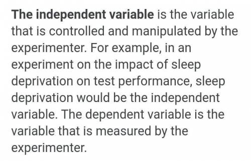 The variable in a scientific experiment that is manipulated by

the researcher to investigate its e