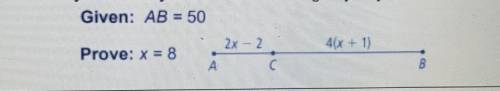Can someone please help me with this? You've gotta prove that x=8 in a table graph thing. ​