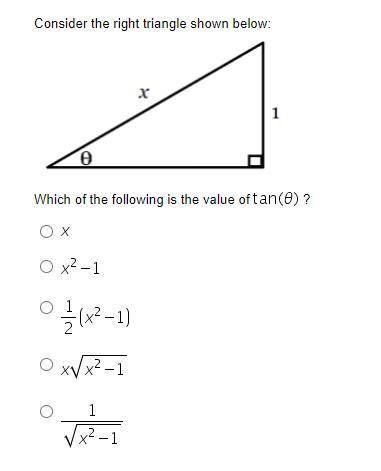 Which of the following is the value of tan(theta)?