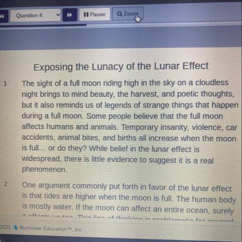 Read paragraph 1 of “Exposing the lunacy of the Lunar Effect.” Then identify TWO ways in which the