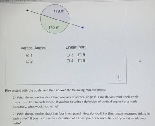 What do you notice about the two pairs of vertical angles? How do you think their angle measures re