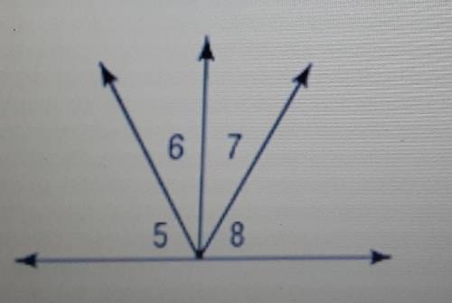 <7 and <8 are complimentary angles. <5 = <8 and m<6 = 29. Find the measure of angle