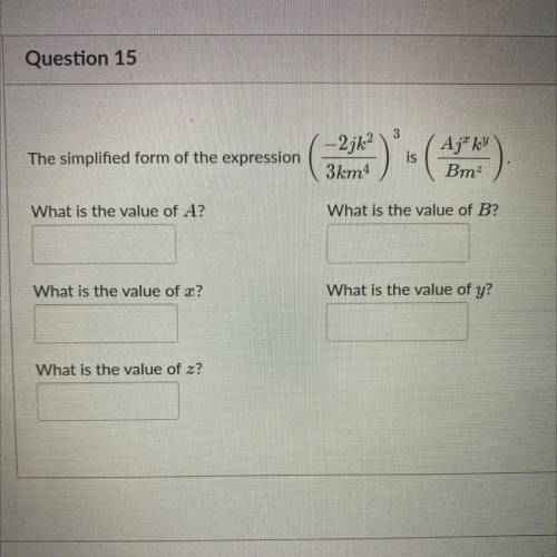 What is the value of A?

What is the value of B?
What is the value of x?
What is the value of y?
W