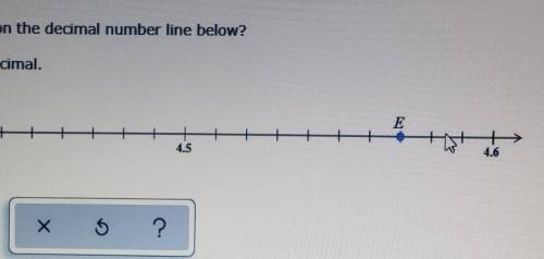 . What is the location of E on the decimal number line below? please help​