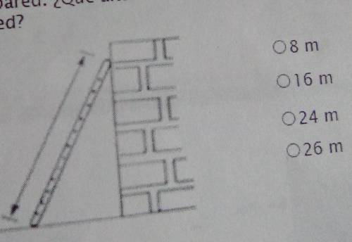 Select the correct answer

a staircase of 30 meters. in length is supported on the wall. The foot