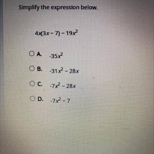 Please :)
Simplify the expression below. 
4x(3x - 7) - 1982