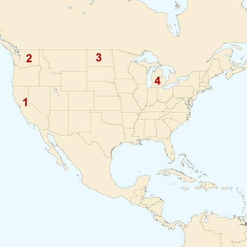 On the following map, #3 is identifying which state?

A. Mississippi
B. Michigan
C. Missouri
D. No