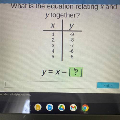 What is the equation relating x and y together ?