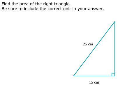 Find the area of the right triangle.
Be sure to include the correct unit in your answer.