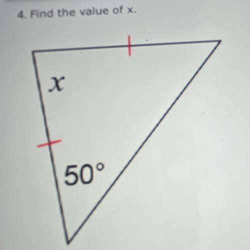 Find the value of x
50
x