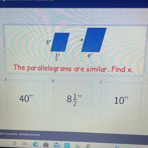 The parallelograms are similar. Find x.