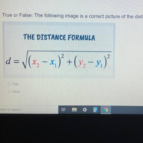 Help!! i give 

True or false the following image is a correct picture of the distance form
