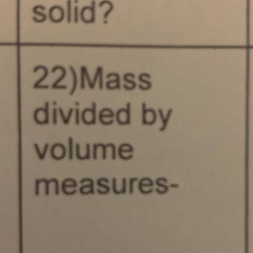 Mass divided by volume measures?