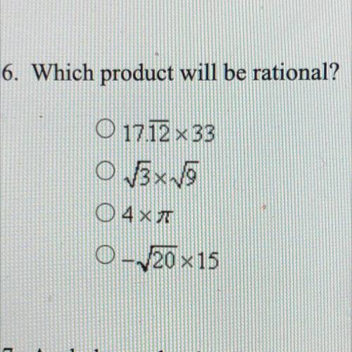 Which product will be rational? Picture of multiple choice above