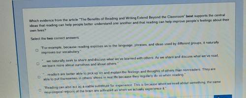 Which evidence from the article The Benefits of Reading and Writing Extend Beyond the Classroom b