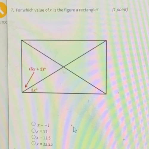 For which value of x is the figure a rectangle?
