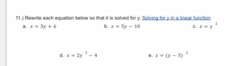 Rewrite each equation below so that it is solved for y.