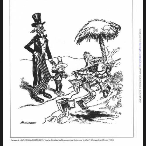 What is the meaning of this political cartoon in the Spanish-American war?