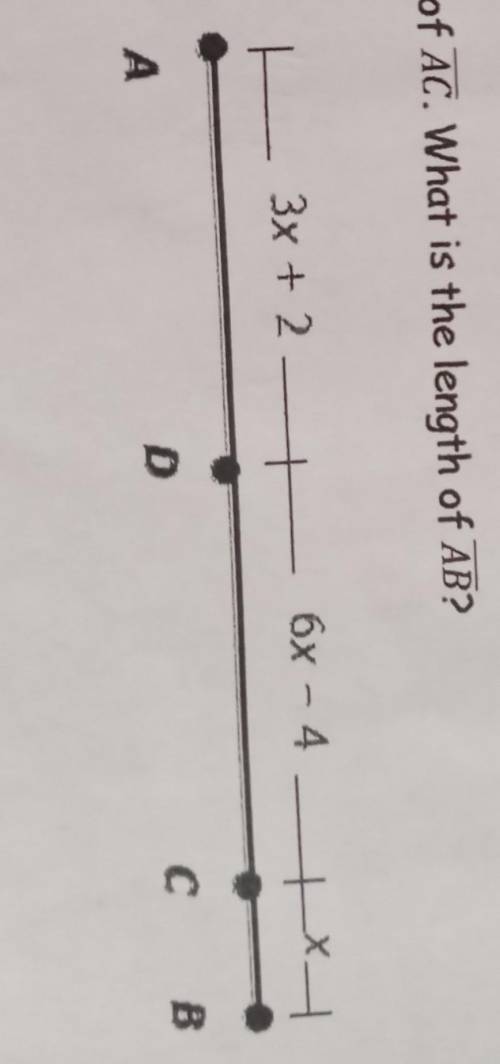 D is the midpoint of AC.what is the lenght of AB look above for picture or below​